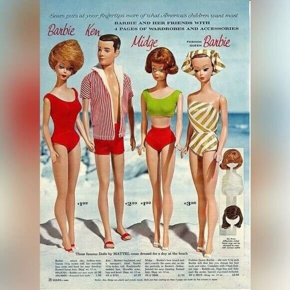 Mattel Ken Doll #750 Original Red White Swim Outfit 1965 Blue Eyes Painted Hair - Picture 9 of 12